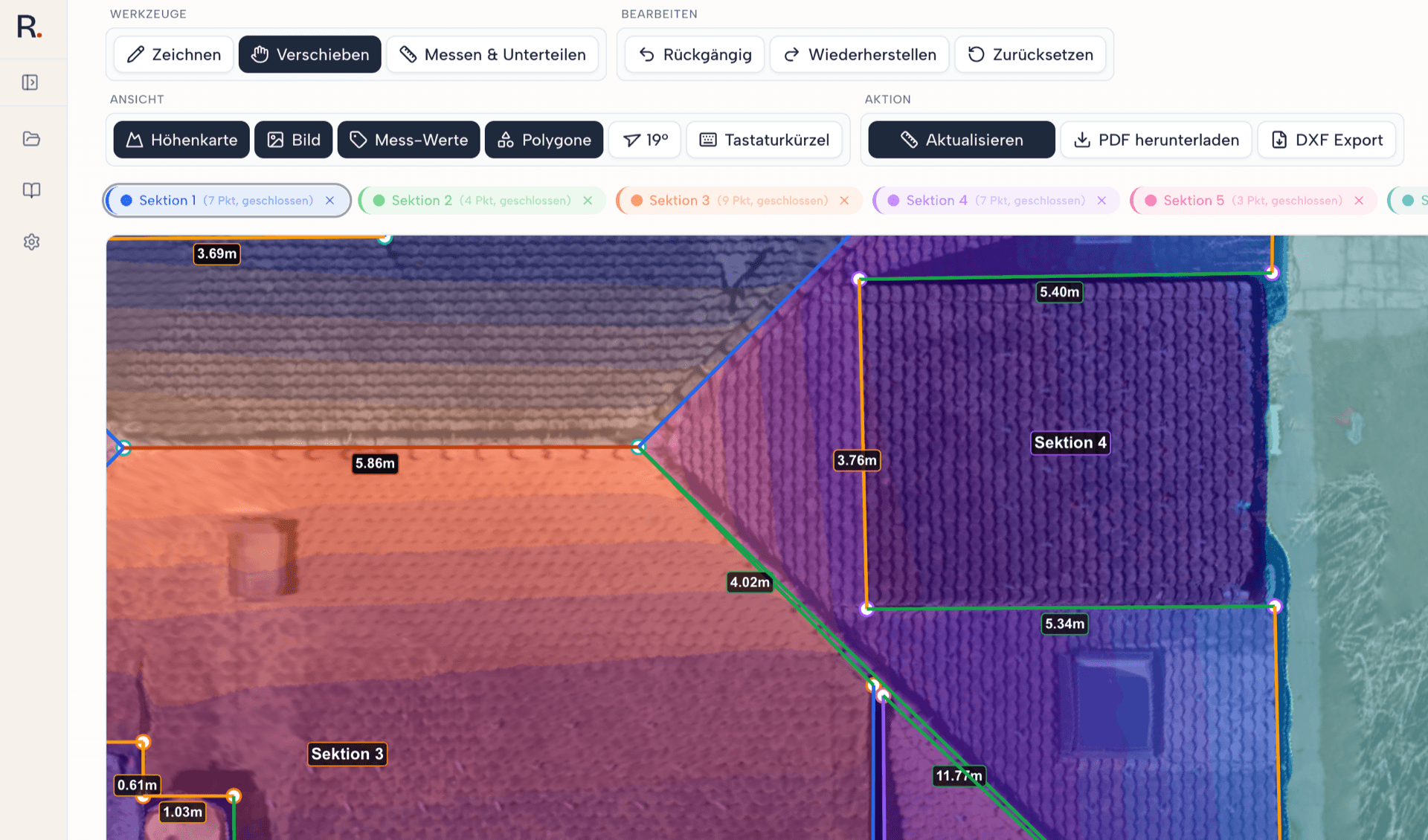 Höhenkarte (DSM) über Orthophoto eingeblendet